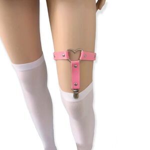 🆕Pink Leather Leg Heart Garter Belt